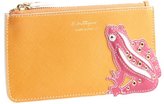 Thumbnail for your product : Ferragamo orange crosshatched leather frog zip pouch