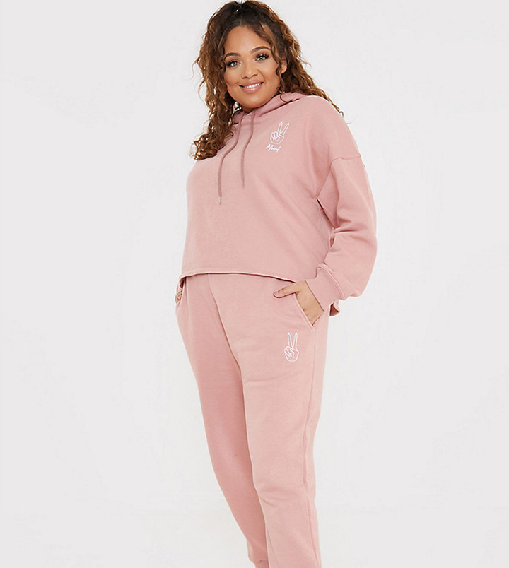 plus size pink jogging suit