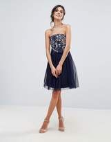 Thumbnail for your product : Little Mistress Lace Overlay Bandeau Prom Dress