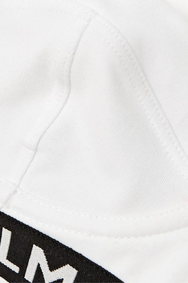 Balmain Jacquard-trimmed Cotton-blend Jersey Underwired Balconette Bra - White