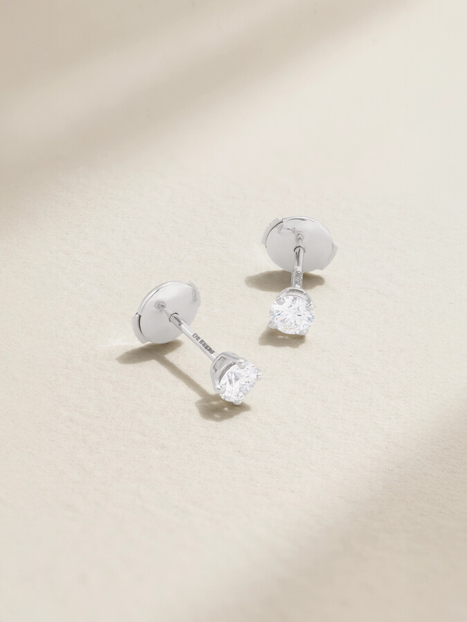 De Beers Db Classic Platinum Diamond Earrings - Gold