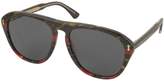 Thumbnail for your product : Gucci Gg0128s 003 Havana And Red/green Acetate Aviator Men's Sunglasses