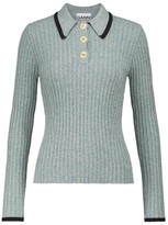 Thumbnail for your product : Ganni Linen and cotton-blend polo sweater