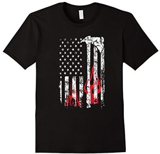 Men's Firefighter Grunge, American Flag T-Shirt Large