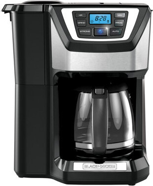 BLACK+DECKER 12-Cup Mill and Brew Coffee Maker, Automatic Grind and Brew Drip Coffee Machine, Programmable, Sneak-A-Cup, Reusable Filter