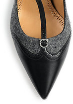 Thumbnail for your product : Ferragamo Nalia Leather & Flannel T-Strap Pumps
