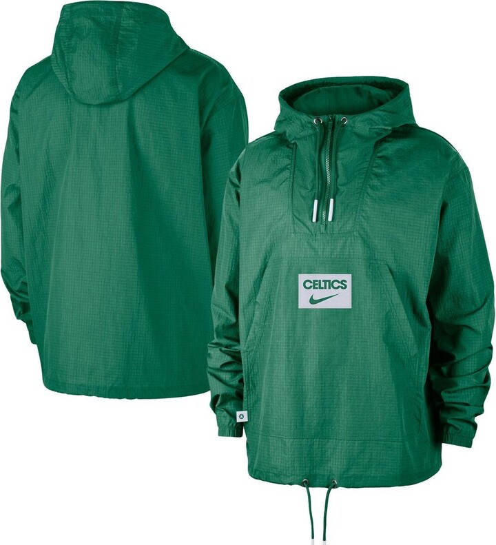Nike Men'sÂ Green Boston Celtics Courtside Premium Club Anorak Quarter-Zip Pullover Hoodie