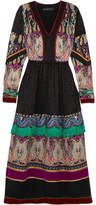 Etro - Fringed Embellished Silk-jacquard Midi Dress - Black