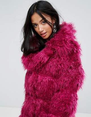 Glamorous Petite Coat In Snuggle Faux Fur