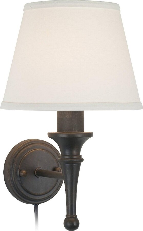 Regency Hill Farmhouse Wall Lamp with Cord Cover Bronze PlugIn Light