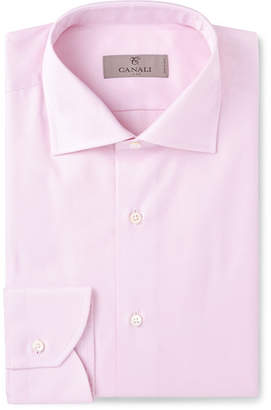 Canali Pink Slim-Fit Cutaway-Collar Cotton-Twill Shirt - Men - Pink