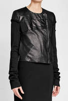 Thumbnail for your product : Rick Owens Leather Jacket with Cotton Sleeves