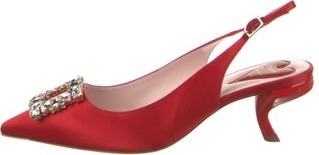 Roger Vivier Satin Crystal Embellishments Slingback Pumps