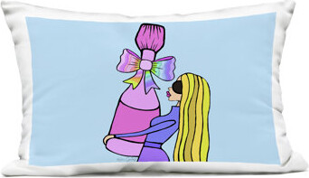 Bold Fashionista with Wine Bottle Design by Katie Conley Outdoor Printed Pillow