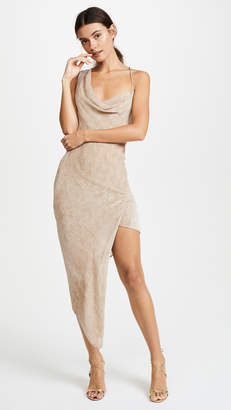 Michelle Mason Asymmetrical Bias Velvet Maxi Dress