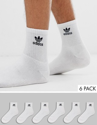 adidas 6 pack quarter socks in white - ShopStyle
