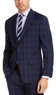 michael kors men's classic fit blue check sport coat