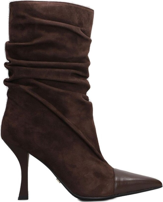 Marc Ellis Pointed-Toe Ruched Heeled Boots
