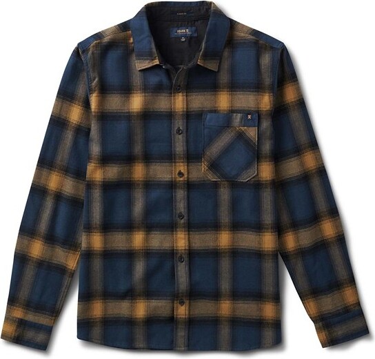 Men's ROARK Crossroads Long Sleeve Flannel Medium D Navy