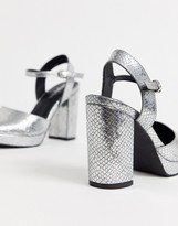 Thumbnail for your product : Simply Be extra wide fit keyla closed toe platform in silver