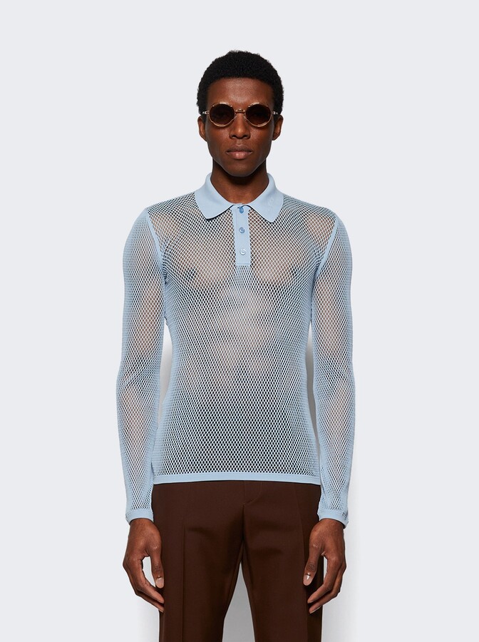 Gucci Long Sleeve Polo Petroleum Blue