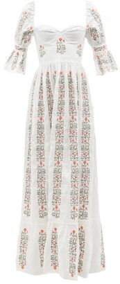 Agua by Agua Bendita Cedro Floral-embroidered Linen Maxi Dress - White
