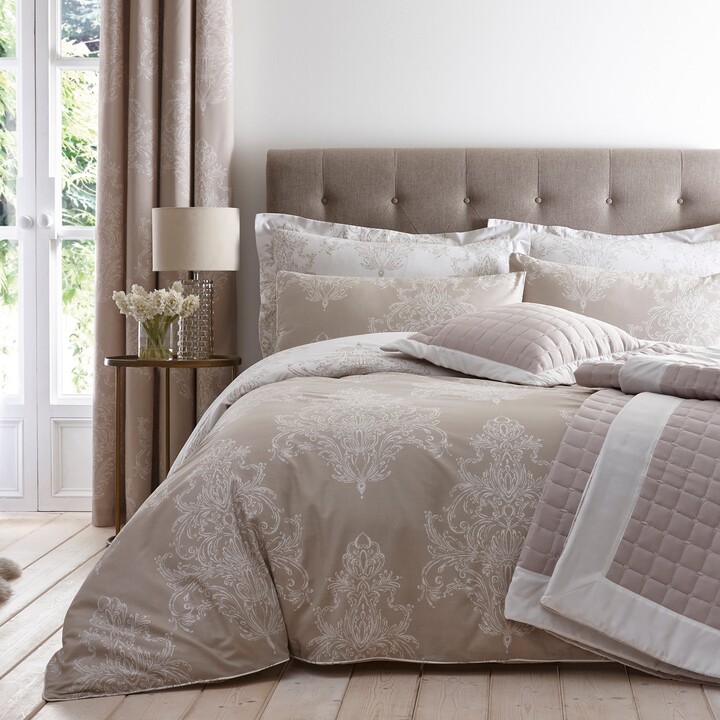 Dunelm Versailles Natural Reversible Duvet Cover and Pillowcase Set
