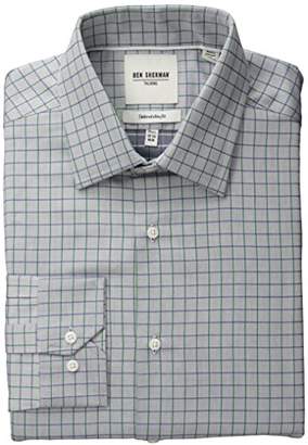 Ben Sherman Men's Slim Fit Twill Check Spread Collar Dress Shirt