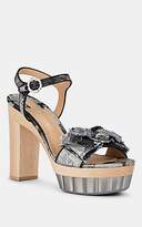 Thumbnail for your product : Ferragamo Women's Bow-Embellished Jacquard Platform Sandals - Black