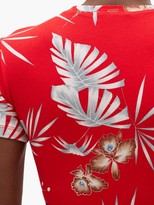 Thumbnail for your product : Paco Rabanne Hawaiian-print Jersey Cropped Top - Red Print