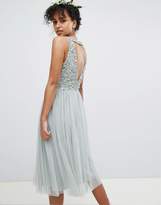 Thumbnail for your product : Maya Sleeveless Sequin Bodice Tulle Detail Midi Bridesmaid Dress With Cutout Back