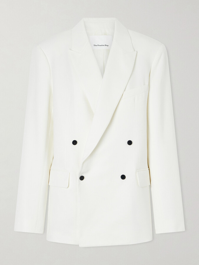 The Frankie Shop - Newark Double-breasted Twill Blazer - White