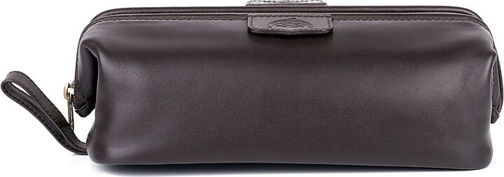 Dopp First Class Seasoned Traveler Admiral 10.25" Leather Toiletry Bag, Water Resistant, Brown (06952.BR)
