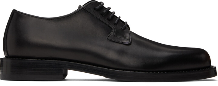 DRIES VAN NOTEN | PLATFORM LACE-UP DERBIES BLACK ダービー Black Leather Derbys by Dries Van Noten on Sale