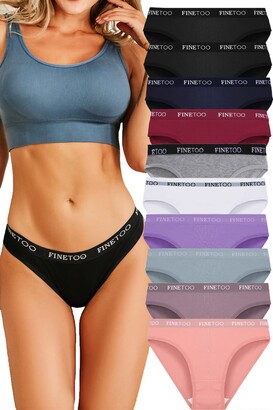 FINETOO Pack of 10 Cotton Briefs Women's Breathable Knickers Logo Sports Underwear  Soft Sexy Underpants Panties Sports Belt Bikini Multipack S-XL - ShopStyle