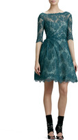 Thumbnail for your product : Monique Lhuillier Lace Ruched Cocktail Dress