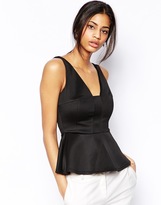 Thumbnail for your product : ASOS Top with V Neck and Peplum in Scuba