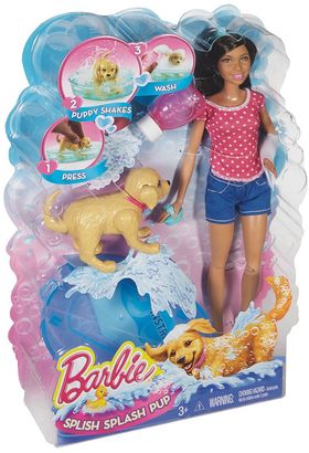Barbie Splish Splash Pup & Brunette Doll Set