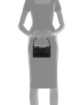 Nancy Gonzalez Mini Flap Crocodile Top-Handle Bag, Black Matte