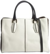 Thumbnail for your product : Tod's white and brown leather suede accent convertible top handle bag