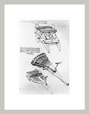 Red Barrel Studio Drawings of Multi-barreled Guns by Leonardo da Vinci -Framed Giclee Print