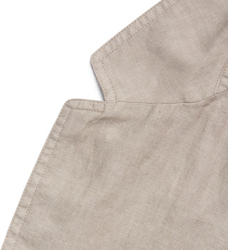 Aspesi Beige Unstructured Garment-Dyed Linen Blazer