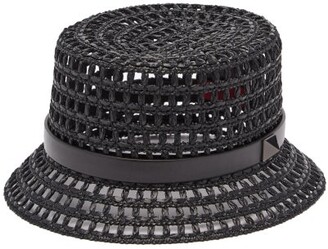 Valentino Garavani Roman Stud Woven Bucket Hat - Black