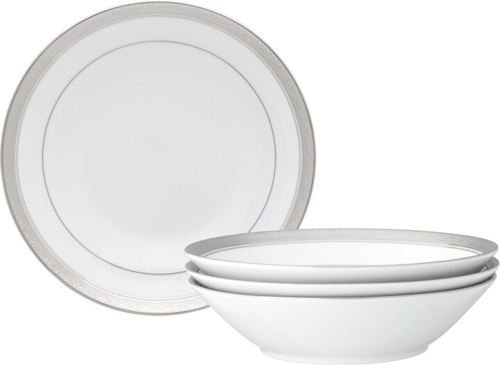 Noritake Crestwood Platinum Set of 4 Soup Bowls, Service For 4