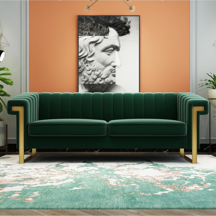 Streamdale Furniture Modern Plush Sofa with Gold Accents Soft Comfortable and Stylish