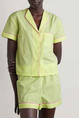 Dora Larsen Mollie Scalloped Cotton Pajama Set - Yellow - ShopStyle Pyjamas