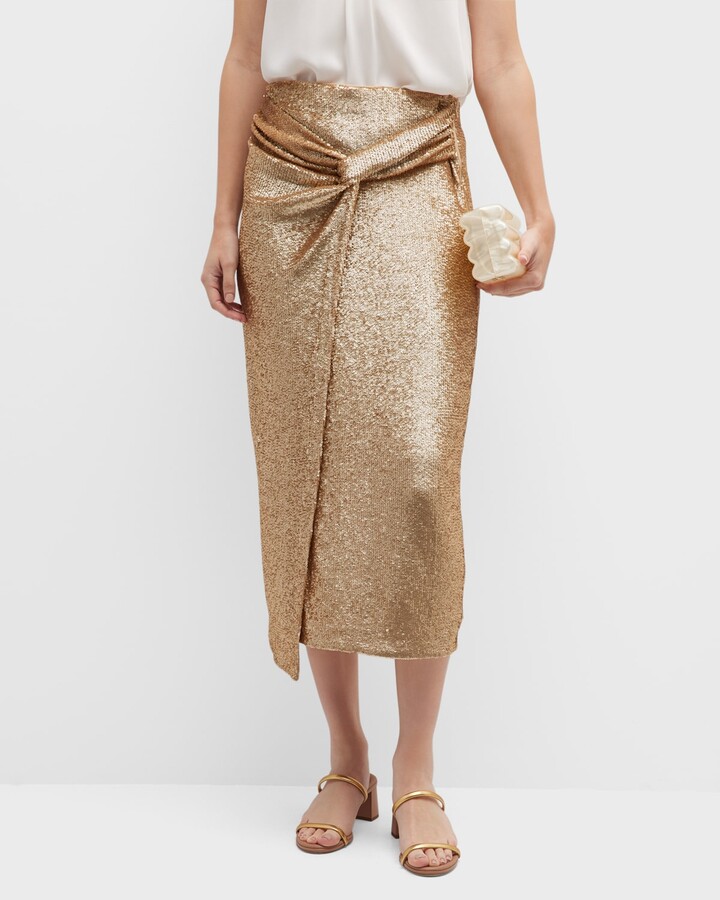 Donna Karan Sequin Sarong Midi Skirt ShopStyle