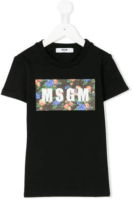 MSGM Kids floral branded T-shirt