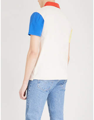 Saint Laurent Colour-block cotton-jersey polo shirt