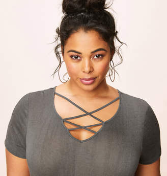 Loralette Ruched Cage Neck Tee